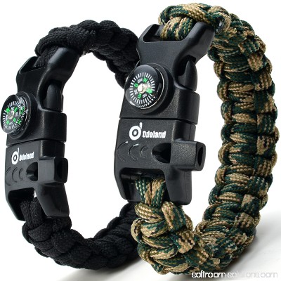 ODOLAND Paracord Bracelet Emergency Survival Cord 2-Peak Series Gear Kit w/ Compass Fire Starter Knife Whistle 567213559